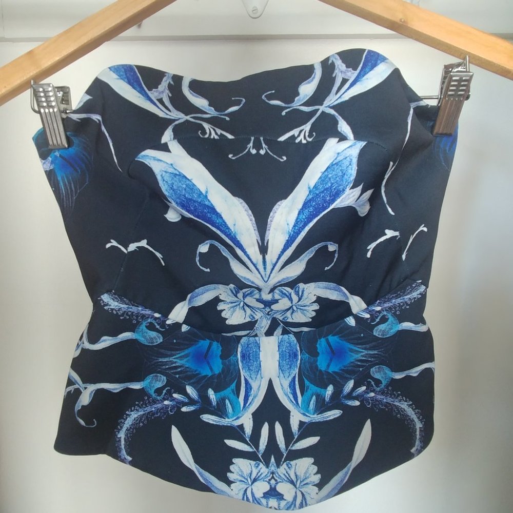 Keepsake The Label Floral Navy Peplum Tube Top